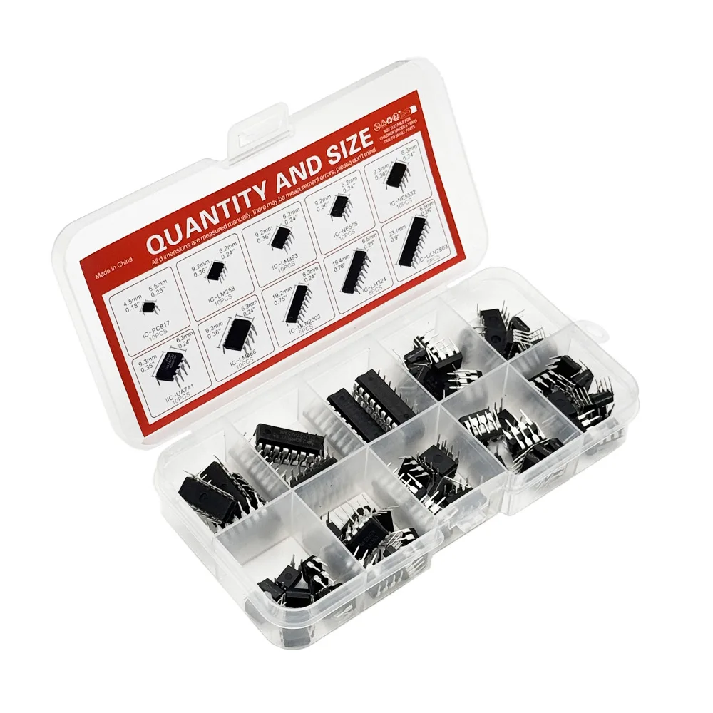 IC-Chip-Kit DIP Integrierte Schaltkreise NE555 LM324 LM358 (85 Stück) – Bild 3