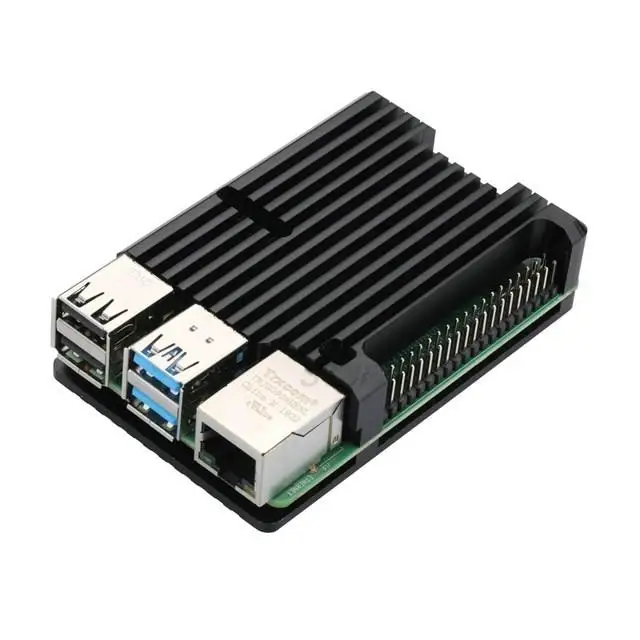 Raspberry Pi 4/3 Aluminiumgehäuse mit Dual-Lüfter, Metallgehäuse, schwarzes Gehäuse für RPI Raspberry Pi