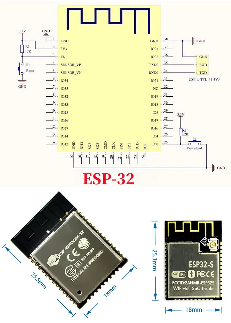 ESP32 ESP-32S ESP-12E ESP-12F ESP-12S ESP-01S ESP-07 07S ESP01 M1 – Bild 4