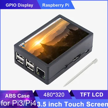 3,5 Zoll Raspberry Pi 3B/3B+/4B Touchscreen TFT LCD 480*320 GPIO Display Monitor ABS Gehäuse Box für Raspberry