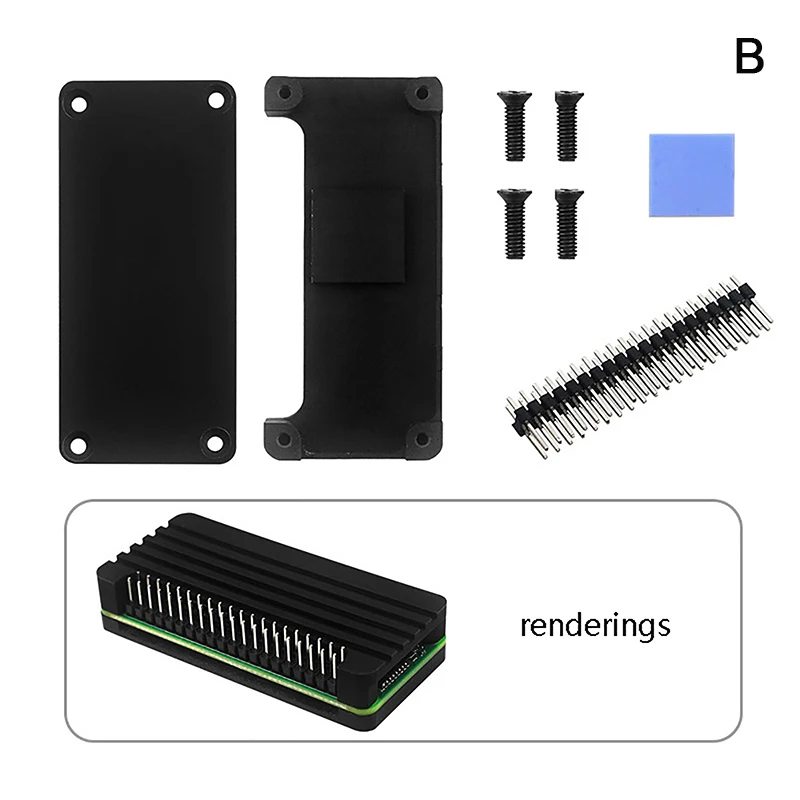Raspberry Pi Zero 2W Aluminiumgehäuse, gepanzertes Gehäuse mit Thermopad, Kühlkörper, GPIO-Header, passive