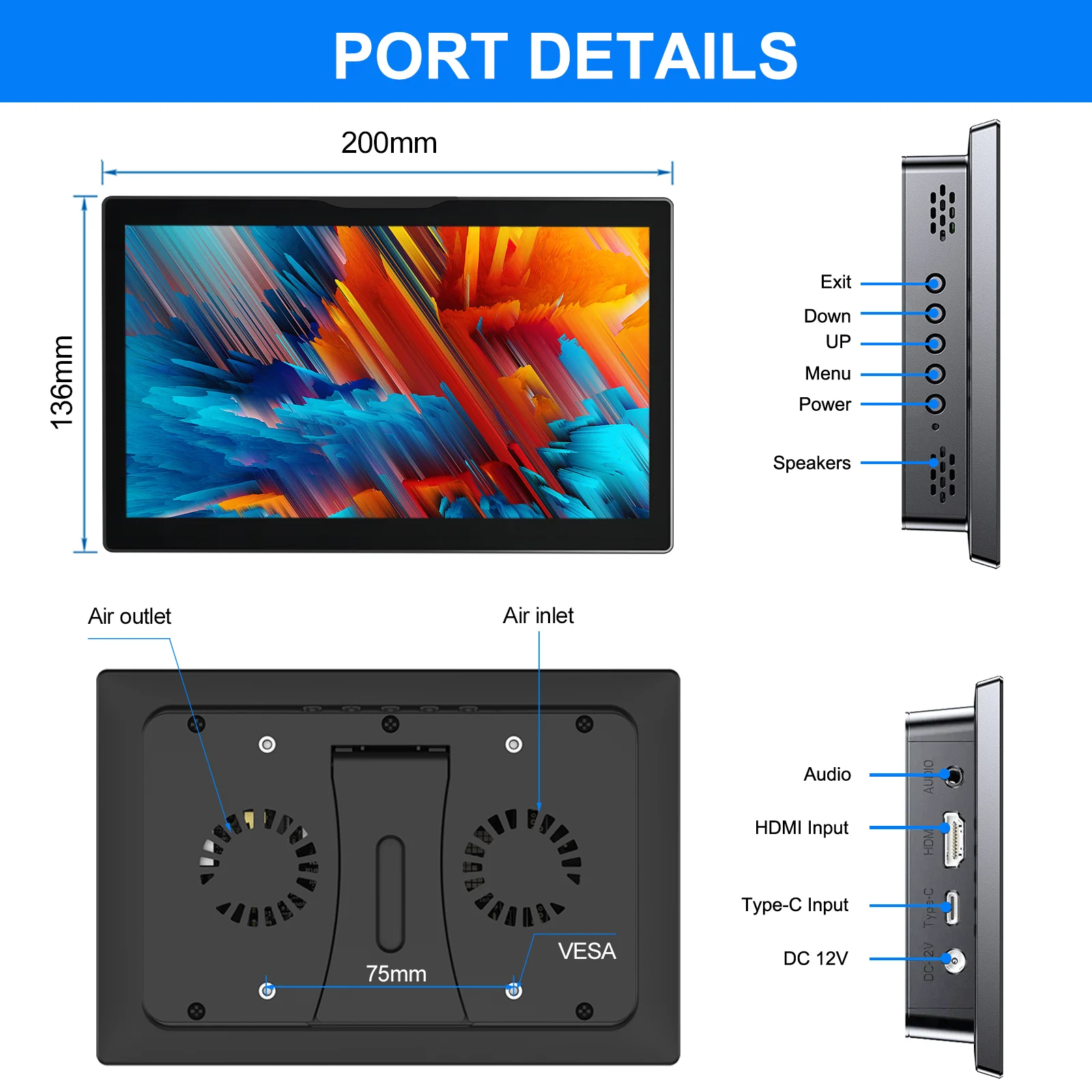 Raspberry Pi 5 4 7/8 Zoll Touchscreen IPS 1280x800 HD LCD HDMI-Display – Bild 5