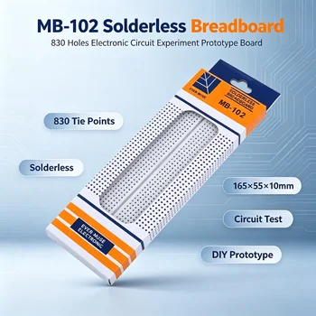MB-102 Lötfreies Breadboard mit 830 Verbindungspunkten, Schaltungs-Testplatine 165×55×10mm, DIY