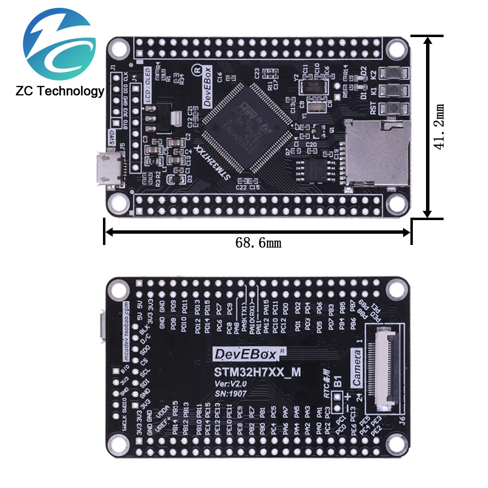 STM32H750VBT6 STM32H743VIT6 STM32H7 Entwicklungsboard STM32 Systemplatine M7 Core Board TFT-Schnittstelle