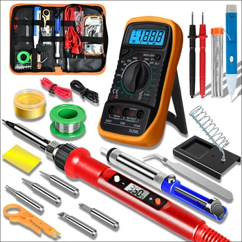 Einstellbare Temperatur Lötkolben Kit 110V 220V 80W Lötkolben Kit Mit XL830L Multimeter Schweißen Werkzeug Kit