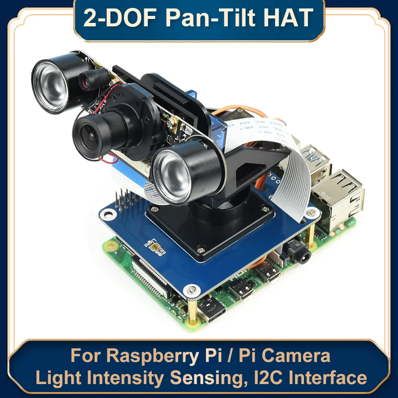 Raspberry Pi 2-DOF Pan Tilt HAT 40PIN GPIO Extension Board I2C Schnittstelle Lichtintensitätserkennung für RPI