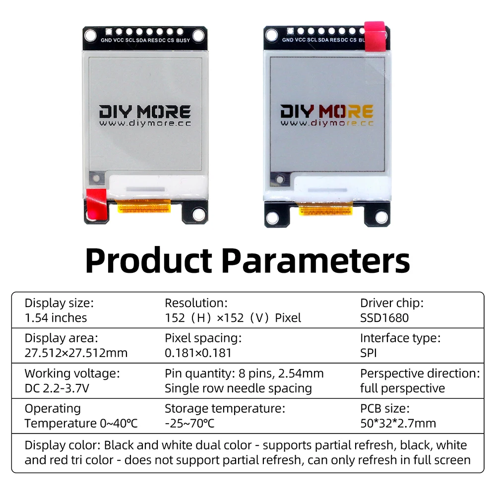 E-Paper-Display EPD E-Ink-Bildschirm 1,54 Zoll SSD1680 SPI – Bild 6