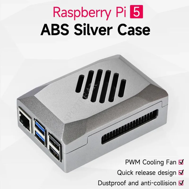Raspberry Pi 5 ABS Silver-Shadow Case Kühl-PWM-Lüfter für Pi5 Besser – Bild 5
