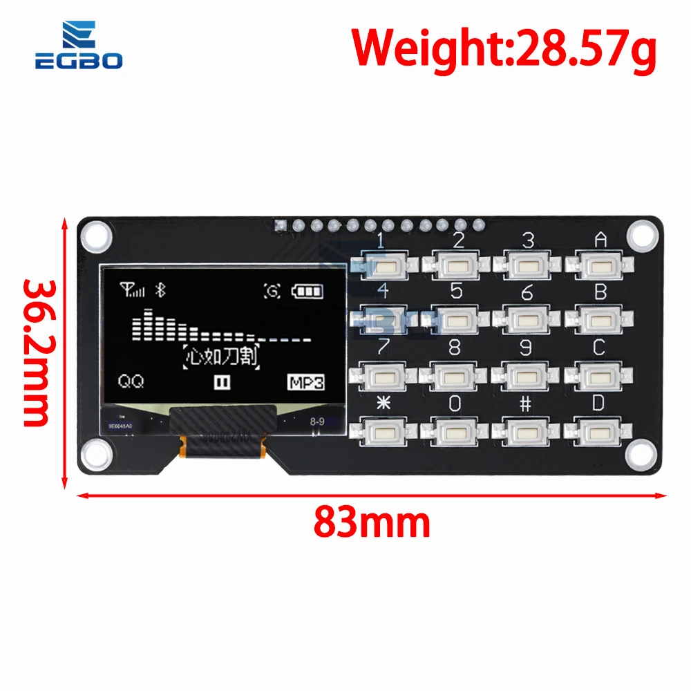 ~5PCS 0,96 /1,3 Zoll OLED-Display SSD1106 SSD1315 mit 4x4-Tastatur – Bild 2