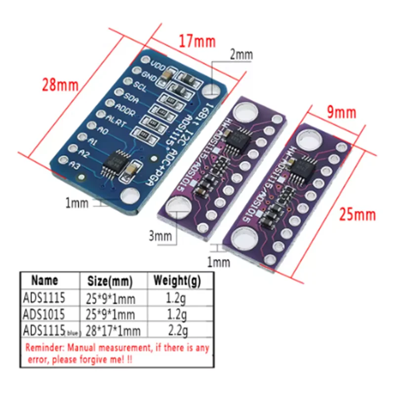 16-Bit I2C ADS1115 ADS1015 Modul ADC 4-Kanal mit Pro-Gain-Verstärker – Bild 4