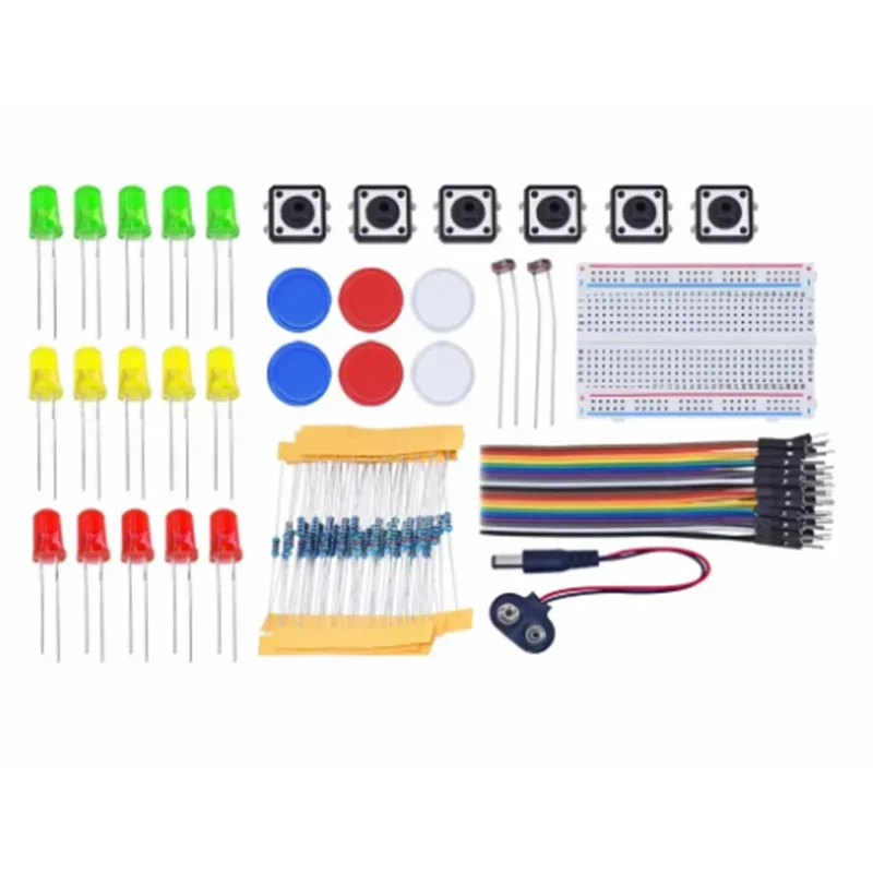 Arduino UNO R3 Starter-Kit, DIY-Elektronik-Lernset mit Steckplatine, LED, Jumperkabeln und Knopf für die