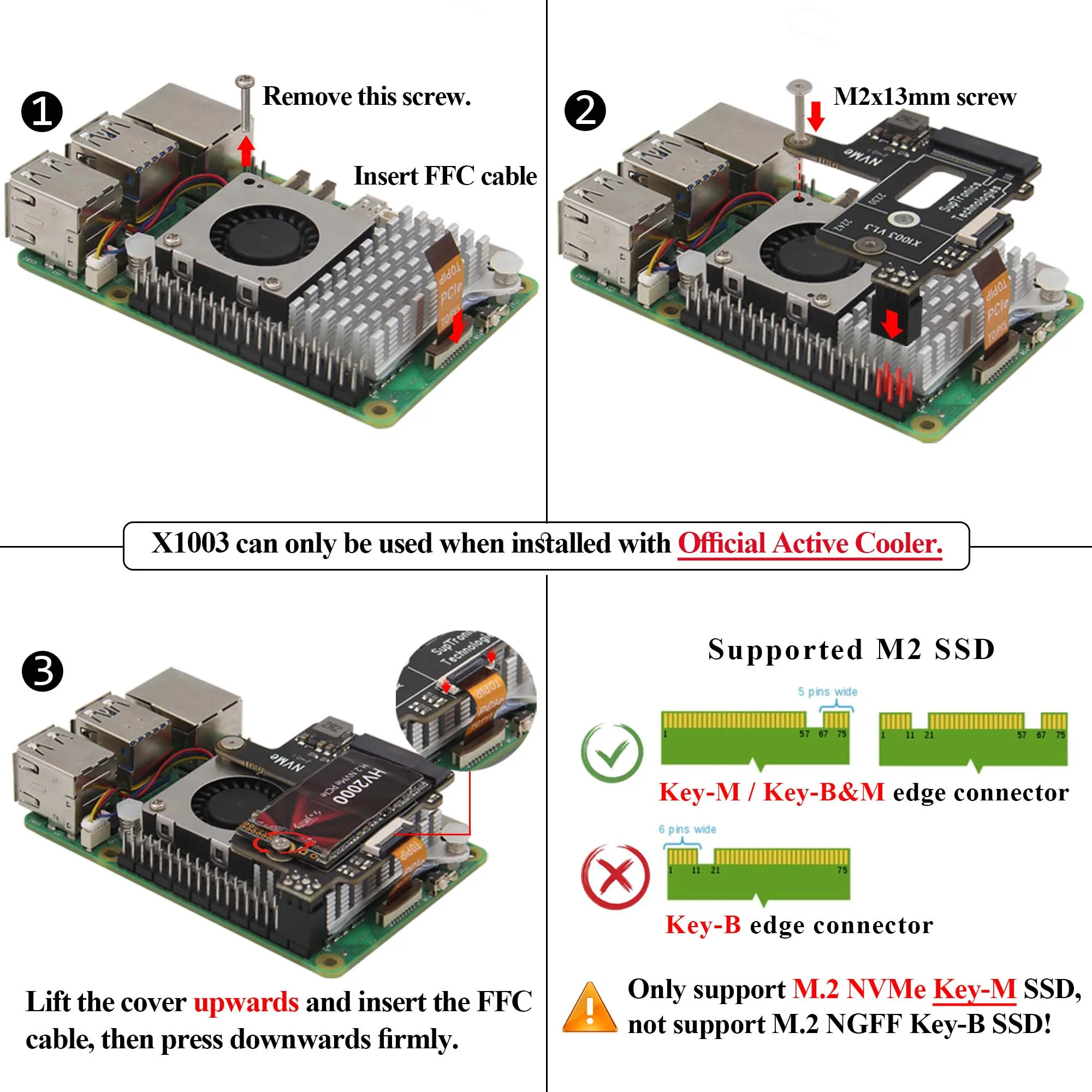 Geekworm x1003 pcie m.2 nvme ssd 2242 board für Raspberry Pi 5 – Bild 4