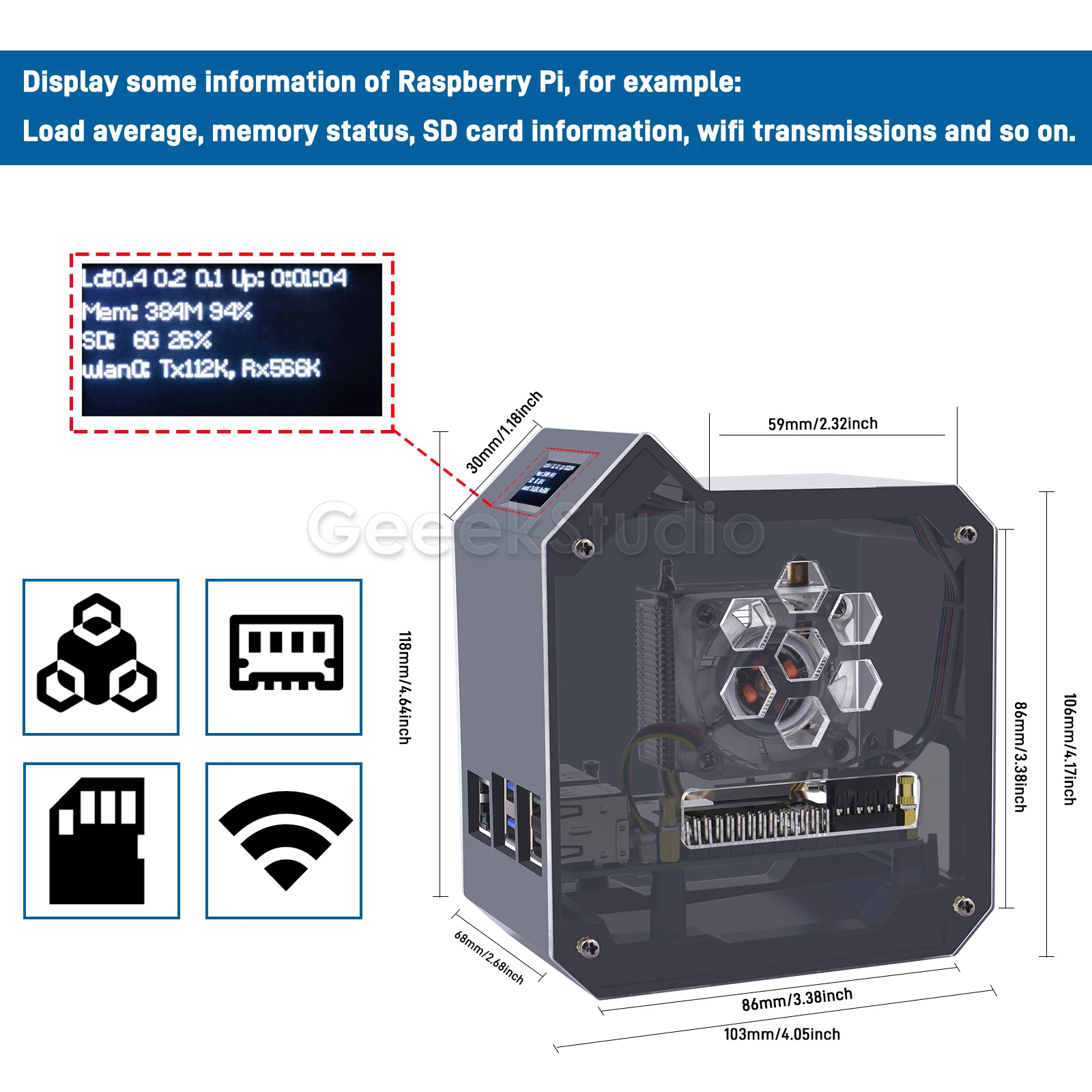 Abs mini tower kit schwarz gehäuse für Raspberry Pi 5 mit kühler oled – Bild 6