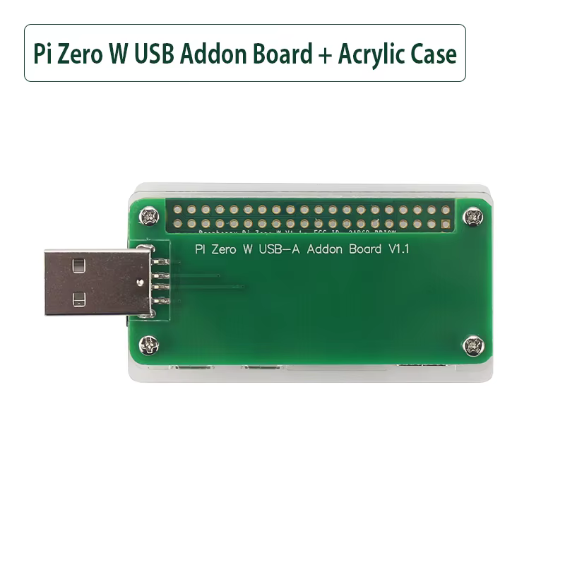 Raspberry Pi Zero W USB-Edd-Board, USB-Anschluss, Erweiterungsplatine mit Acrylgehäuse für Raspberry Pi Zero W