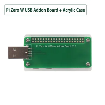 Raspberry Pi Zero W USB-Edd-Board, USB-Anschluss, Erweiterungsplatine mit Acrylgehäuse für Raspberry Pi Zero W