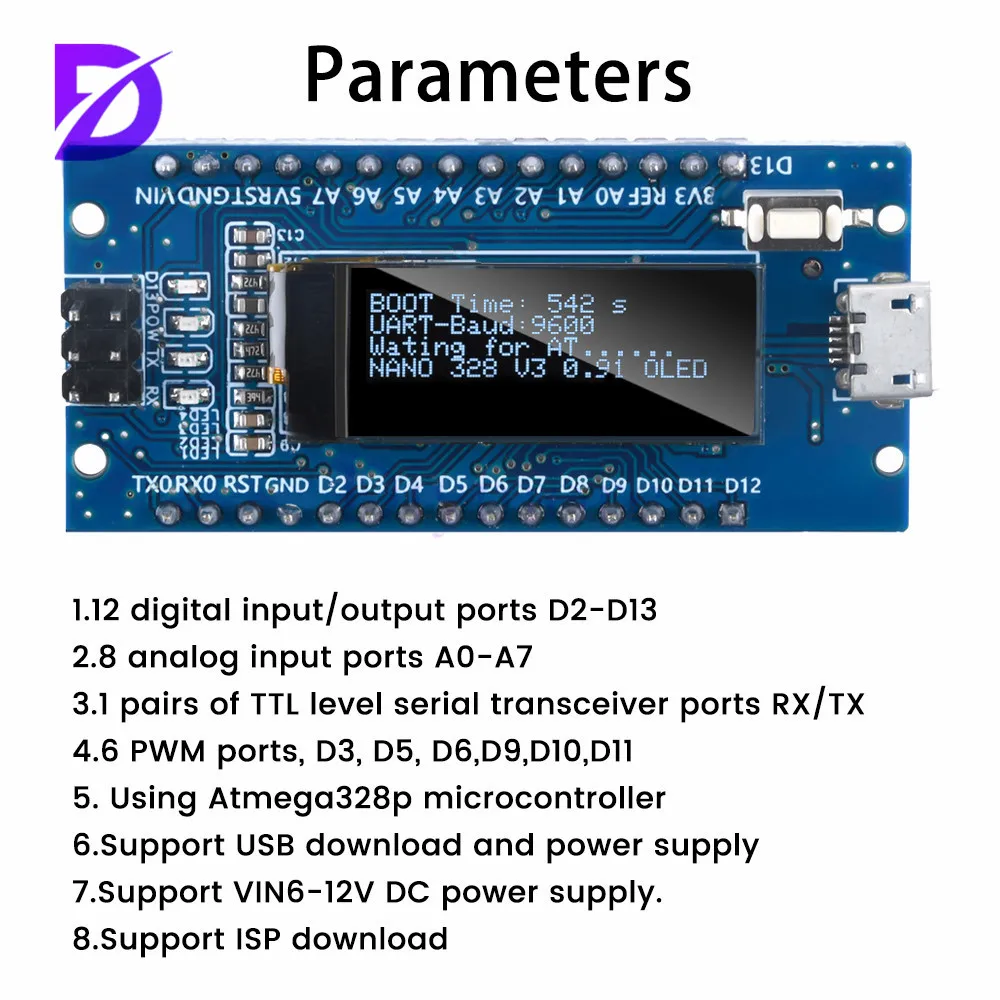 V2.1 atmega328p ch340c eingebautes 3,0 "oled display 0.91x32 auflösung – Bild 4