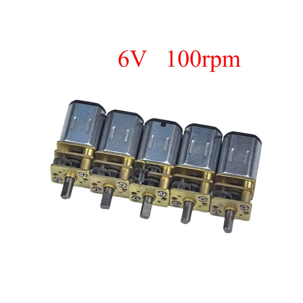 N20 Getriebemotor DC 3V 3,7V 5V 6V 60/100RPM Langsam Laufender Motor mit Flachwelle für DIY (5 Stück)