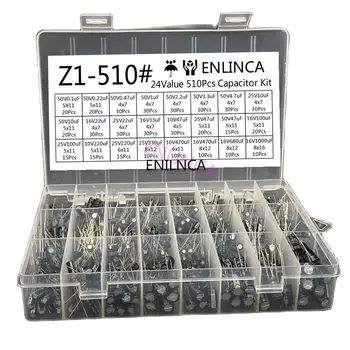 0,1 UF-1000 UF 24 Werte Aluminium-elektrolytkondensatoren 16-50 V mix elektrolytkondensator (510 Stück)