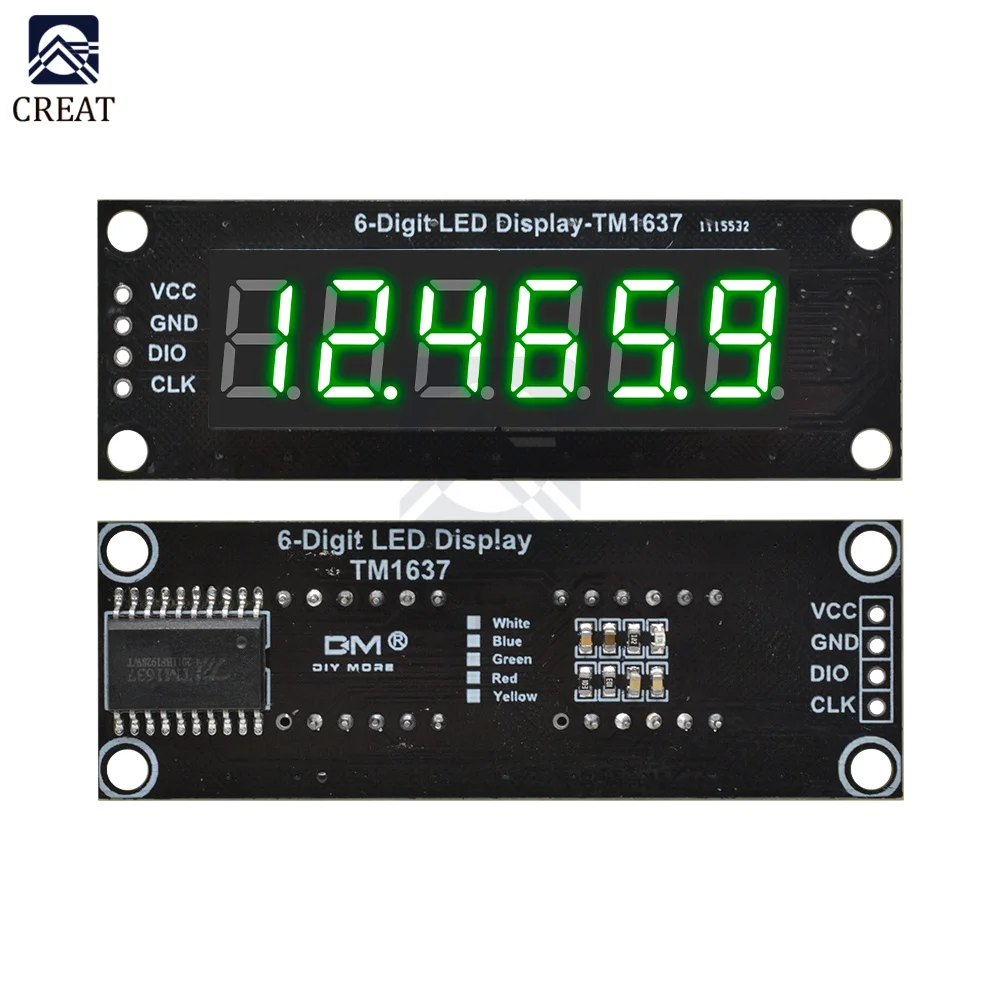 0,36 zoll TM1637 6 Bits 7 Segment Digitale Led-anzeige Modul I/O – Bild 2