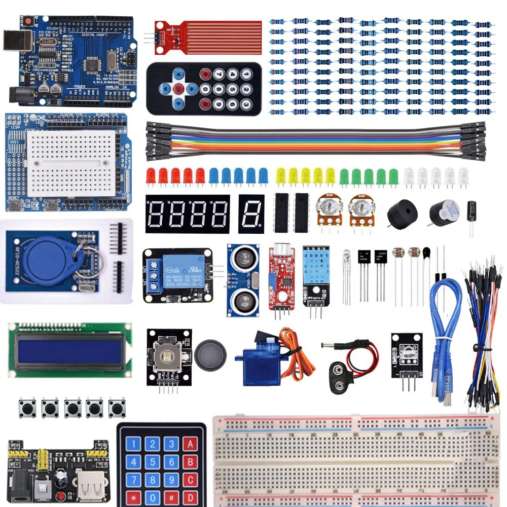 Verbessertes Super-Starter-Kit für Arduino R3 CH340 - R3 Breadboard / Schrittmotor / SG90 Servo / 1602 LCD