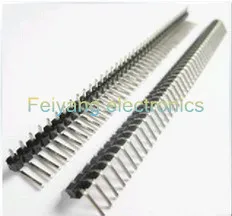 1x40 Pin 2,54 mm rechtwinkliger einreihiger Stiftleisten-Stecker (100 Stück)