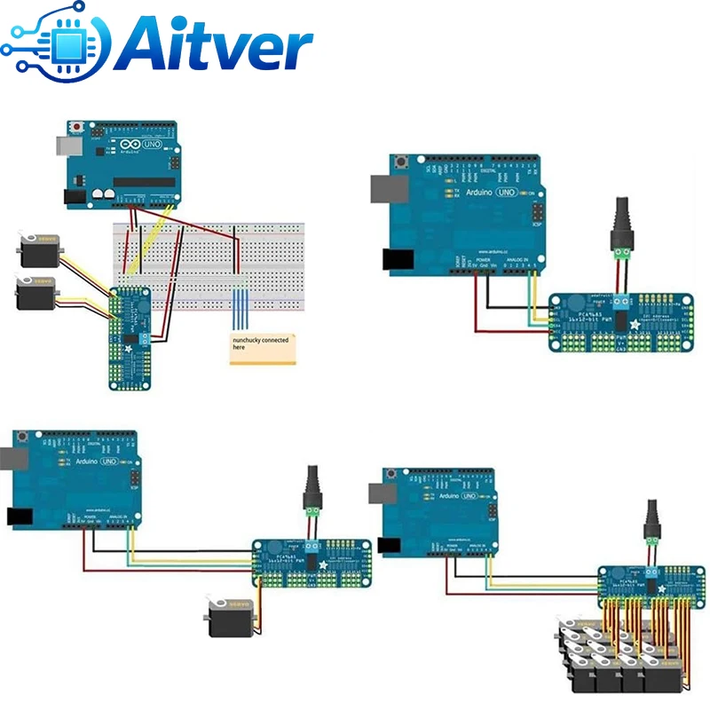 PCA9685 16-Kanal PWM Servo-Treiberplatine / SG90 9g Servo / MG90S – Bild 6