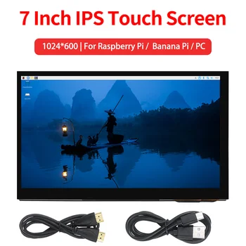 Raspberry Pi 7 Zoll IPS Bildschirm Kapazitiver Touchscreen 1024*600 HD HDMI-Kompatibles Display für RPi 5 4B