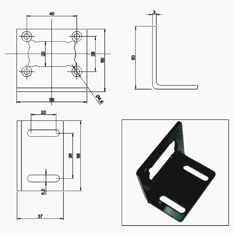 NEMA 17-Schrittmotor mit rechtwinkligem Schneckengetriebe, niedrige – Bild 6
