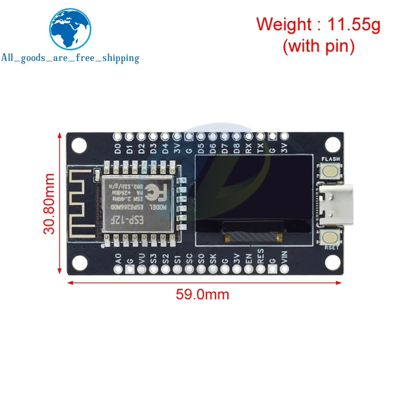NodeMCU ESP8266 V3 Entwicklungsboard mit 0,96 Zoll OLED-Display CH340 – Bild 2