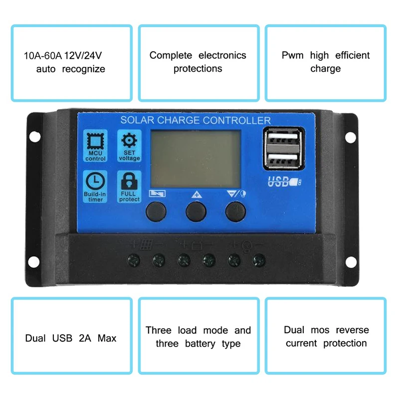 Solarladeregler 12V/24V 10A-100A Automatischer Solarpanel-Controller – Bild 2