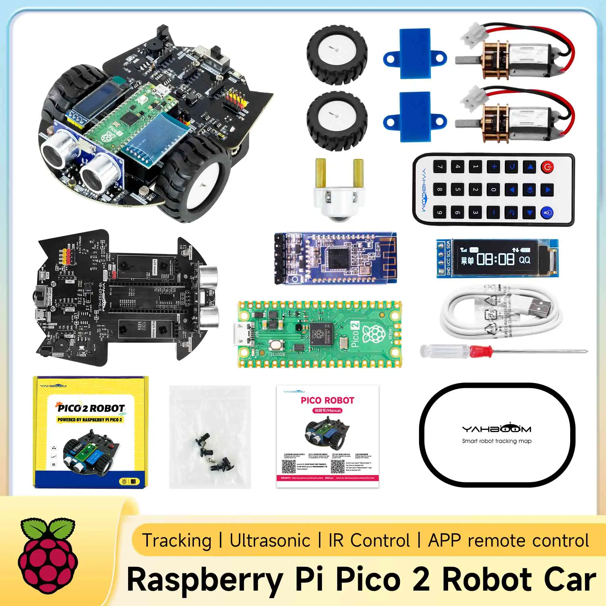 Raspberry Pi Pico2 Roboterauto DIY Roboter-Elektronik-Kit Bildung MicroPython-Programmierung für Teenager
