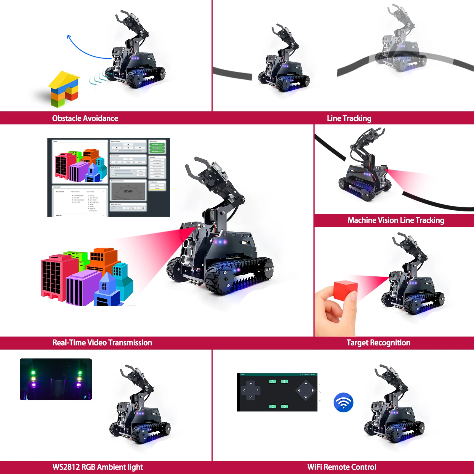 Adeept RaspTank Smart Robot Car Kit für Raspberry Pi 4/3B/3B+ – Bild 4