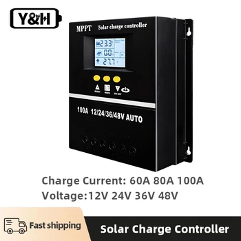 Y&H 60A 80A 100A MPPT Solarladeregler 12V 24V 36V 48V Solarpanel Batterie Intelligenter Regler