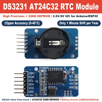 DS3231 AT24C32 IIC Präzisions-RTC Echtzeituhr-Speichermodul ohne Batterie 3,3V-5V für Arduino ESP32