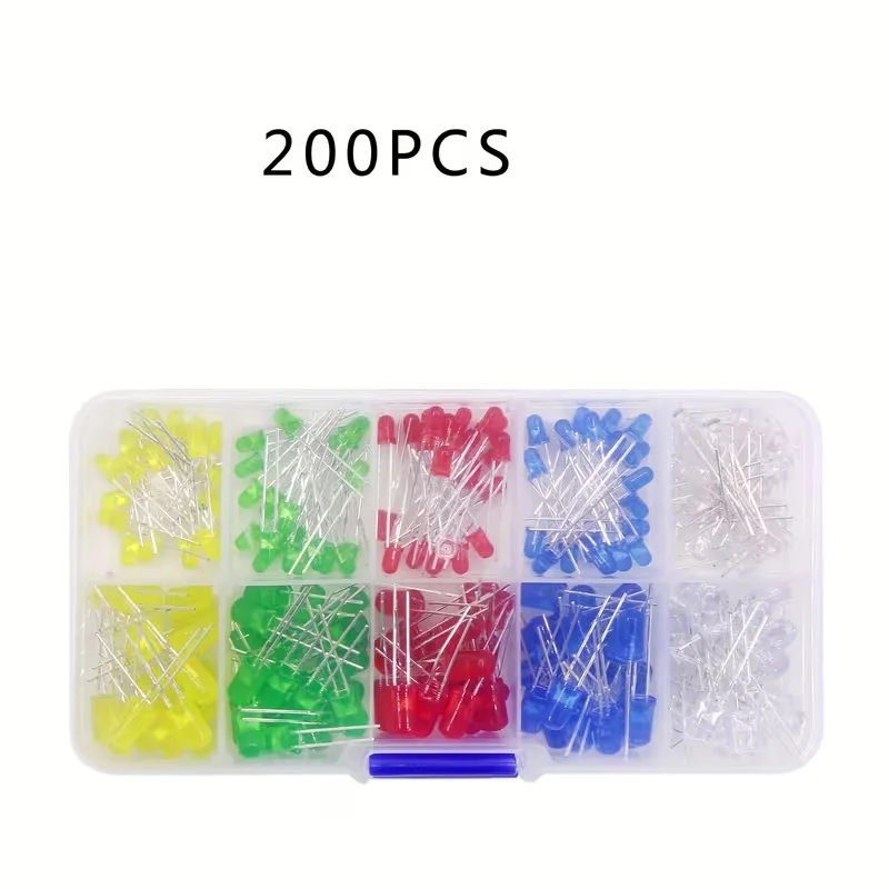 3mm 5mm LED-Dioden Sortiment 150/200/300 Stück Weiß Rot Gelb Grün Blau – Bild 6