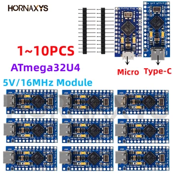 Pro Micro ATmega32U4 5V/16MHz Modul mit 2-reihigem Pin-Header für Leonardo TYPE-C USB für Arduino
