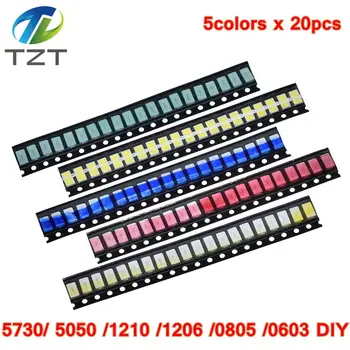 5 farben x 20 stücke 5730/5050 /1210 /1206 /0805 /0603 LED Diode Sortiment SMD LED Diode Kit grün (100 Stück)