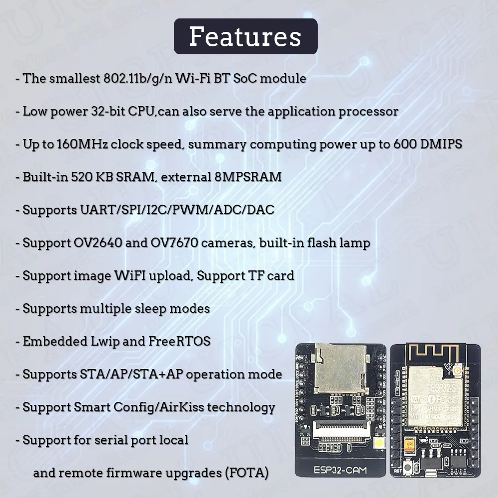 ESP32 CAM mit OV2640 Kameramodul-Kit 2,4 G WLAN-Bluetooth-Modul WIFI 3 – Bild 2