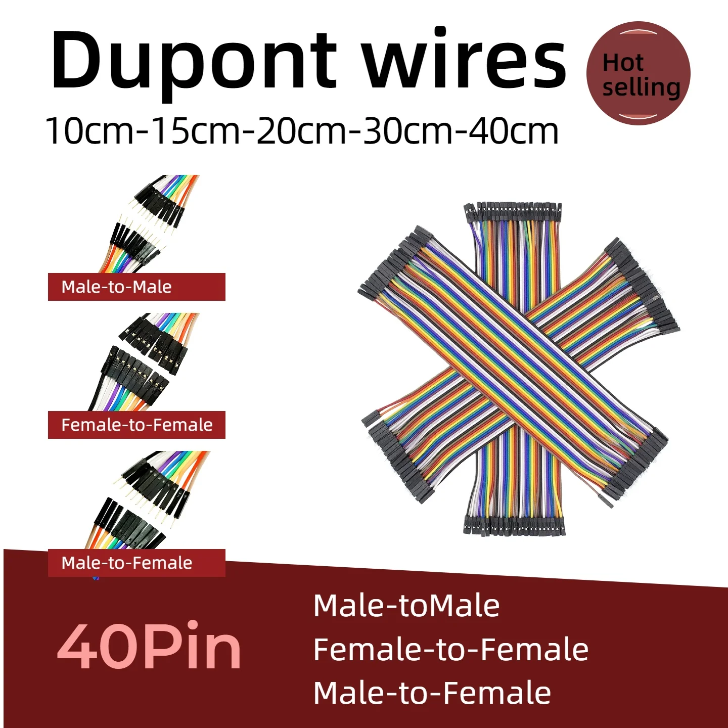 Dupont Line 10 cm 20 cm 30 cm 40 Pin Stecker auf Stecker + Stecker – Bild 2