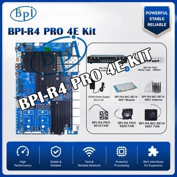 Banana Pi BPI-R4 PRO 4E Router-Board-Kit MediaTek MT7988A Quad-Core 4GB DDR4 8GB eMMC 256MB SPI-NAND Flash