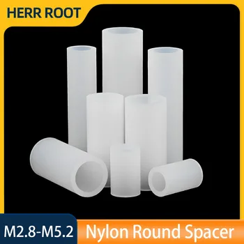 M2.8 M3 M4 M5.2 Weiße Hohle Nylon-Abstandshalter Ohne Gewinde Runde Hohlscheiben (50 Stück)