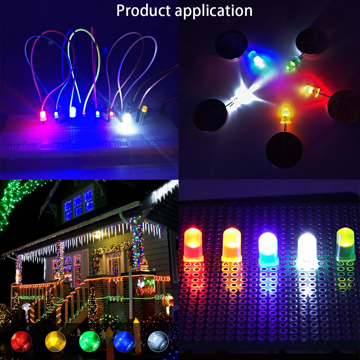 5-mm-LED-Dioden-Sortiment, 5 Farben Rot Grün Blau Gelb (500 Stück) – Bild 3