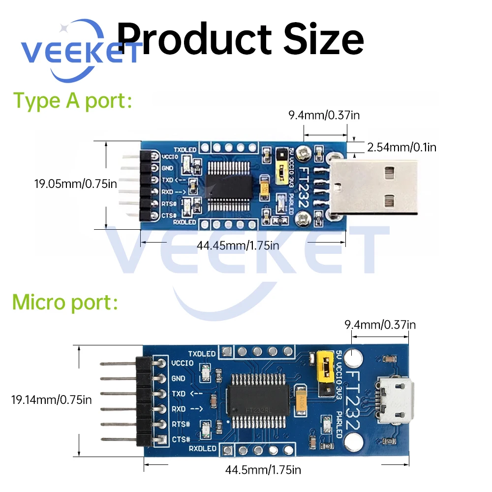FT232RL FT232 FTDI USB 3,3 V 5,5 V zu TTL Serielles Adaptermodul – Bild 4