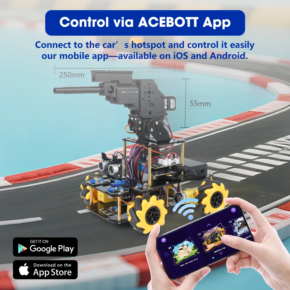 ACEBOTT ESP32 Programmierbares Roboter-Auto-Set für Arduino, intelligentes Roboter-Auto-Set zum Lernen