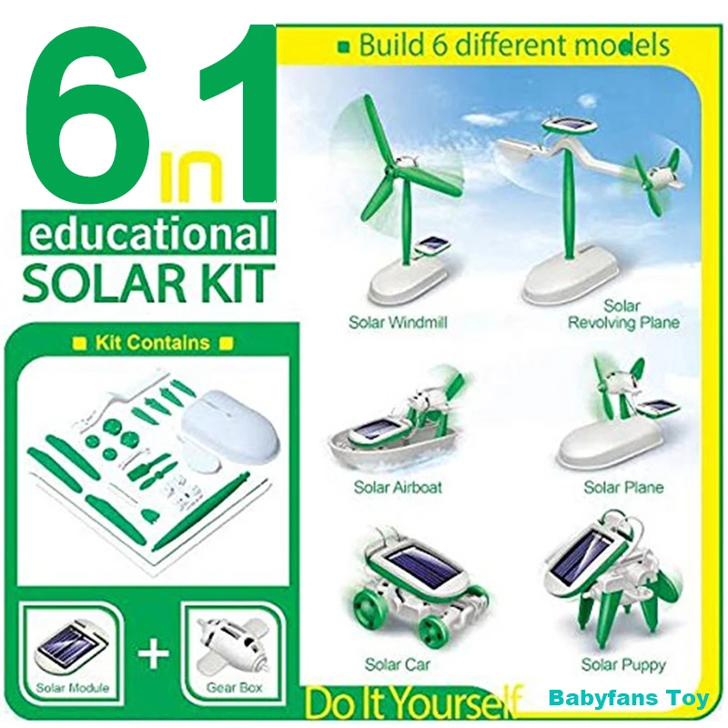 Spielzeug DIY 6 in 1 solar betriebene DIY Roboter Kit pädagogische – Bild 2