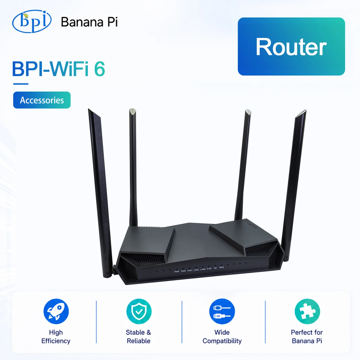Banana Pi BPI-Wifi 6 OpenWRT Router + Gehäuse TR6560 + TR5220 Wifi SOC Dual Core ARM Cortec A9 Integrierte 5GE
