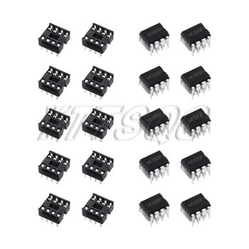 (10 Stück) NE555 NE555P IC 555 Timer-Programmier-Oszillator-Chip und 8-polige DIP-Sockel (20 Stück)
