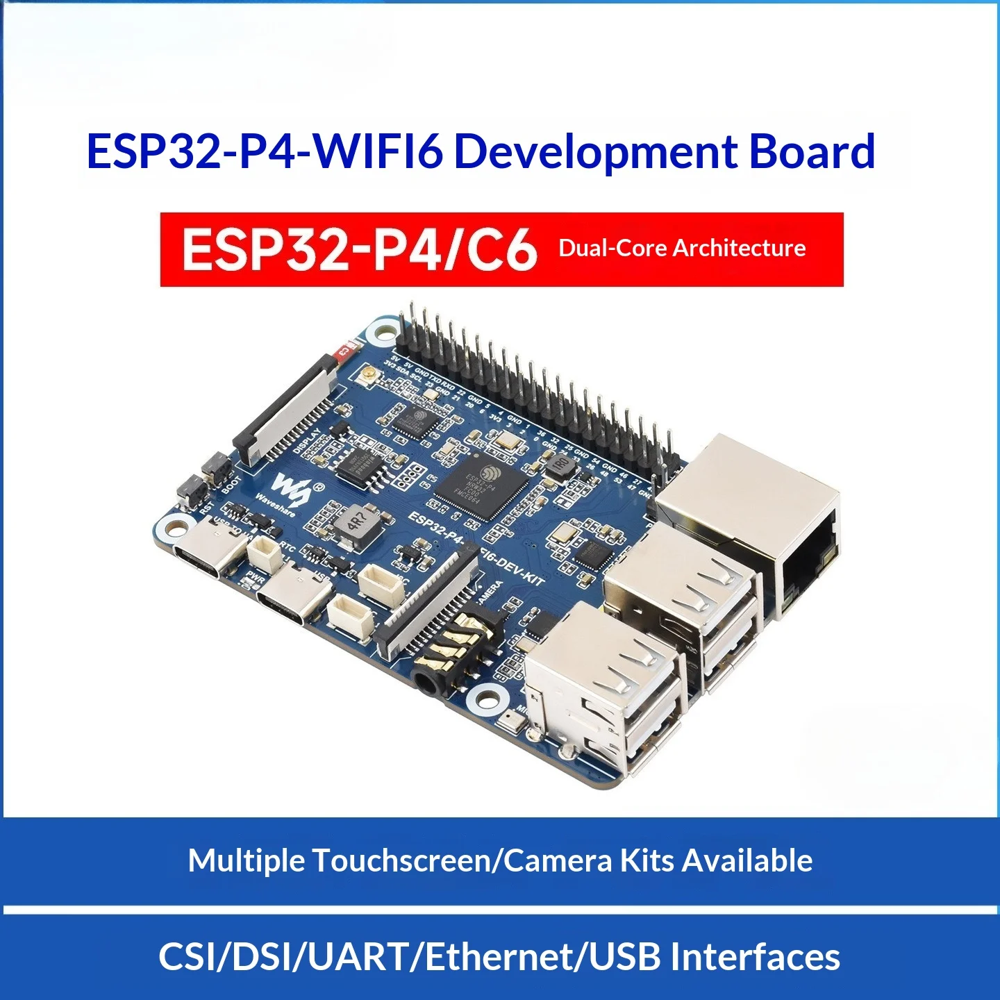 ESP32-P4 WiFi 6 Entwicklungsboard Dual-Core RISC-V Bluetooth 5 BLE Ethernet USB Kamera Display KI-Vision