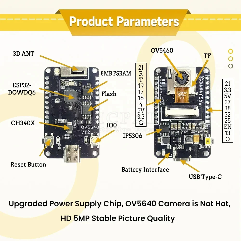 ESP32CAM Kameramodul OV5640 Kit 2,4 GHz WLAN und Bluetooth – Bild 3