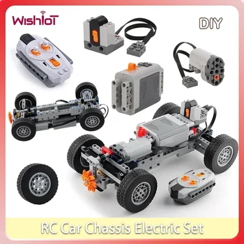 4WD RC Auto Chassis Elektrische Set Baustein Motor Räder RC Empfänger Batterie Box Funktionen Simulation Spray